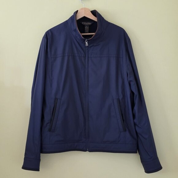 Brooks Brothers Bomber Jacket Mens L Navy LS Pockes Zip Mockneck Lined Preppy - Picture 15 of 16